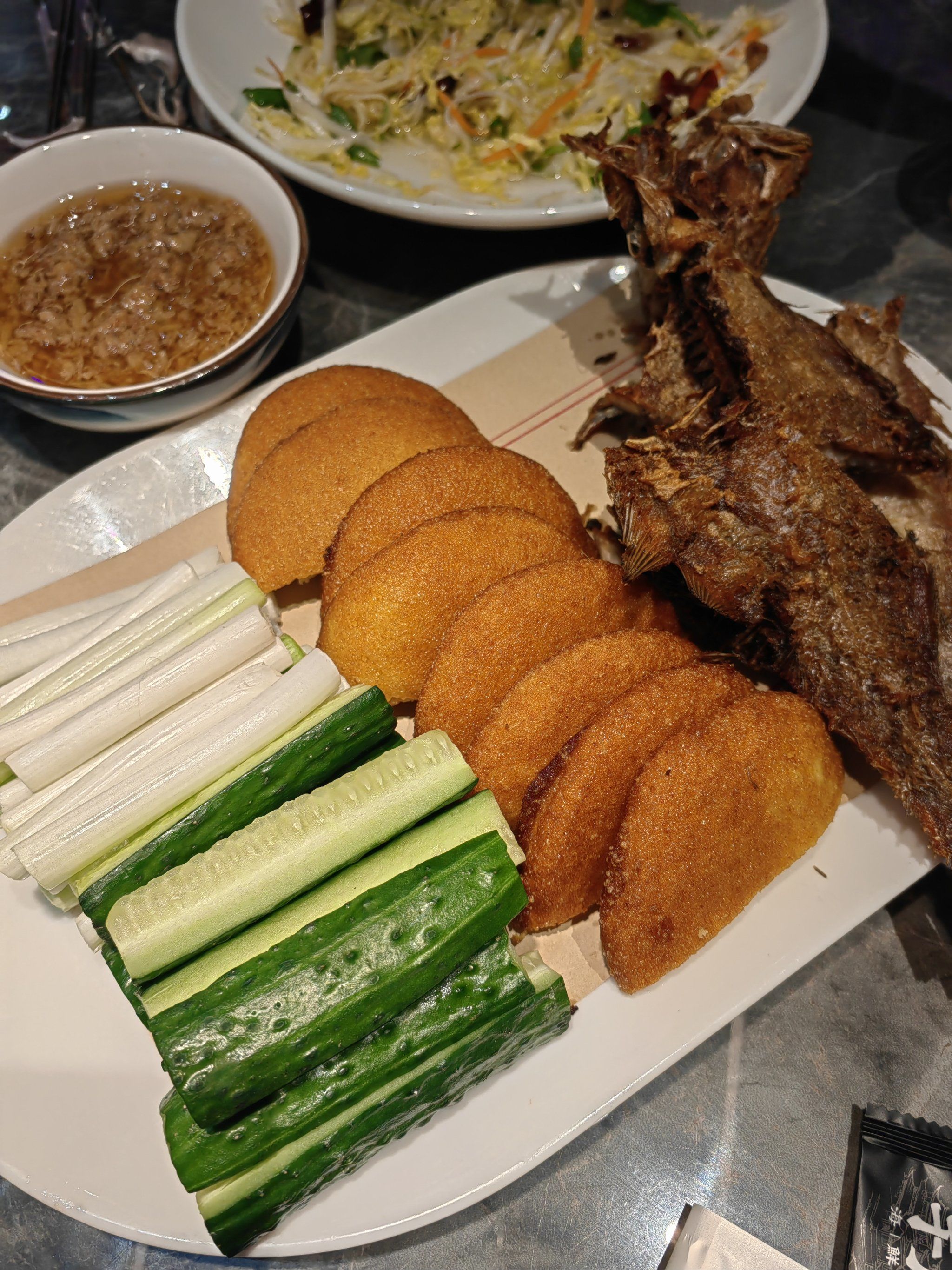 Dalian Salted Fish with Cornbread