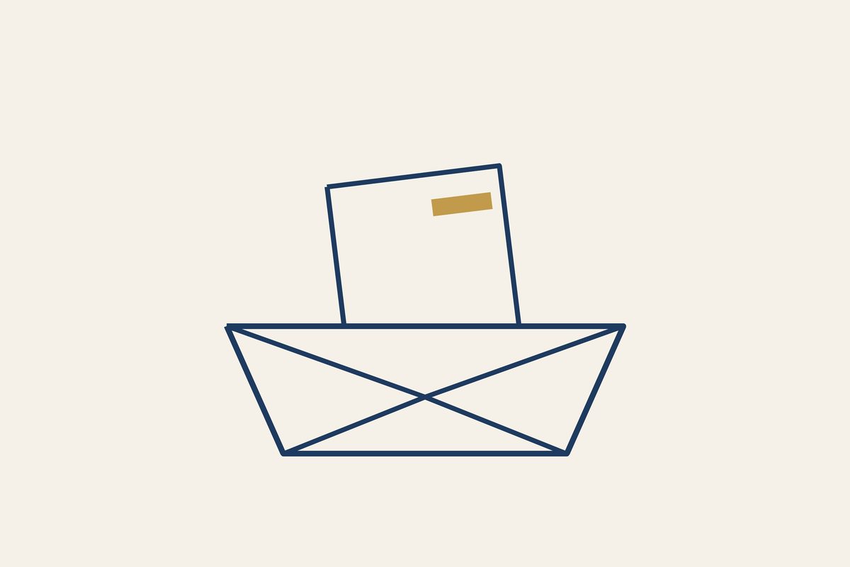Email-first booking — open envelope with letter emerging, illustrating inquiry correspondence