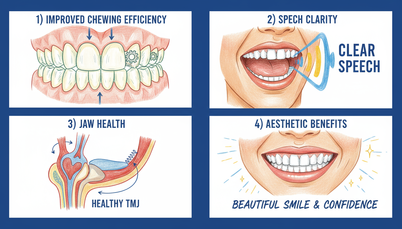 Illustration of orthodontics and bite health showing proper teeth alignment
